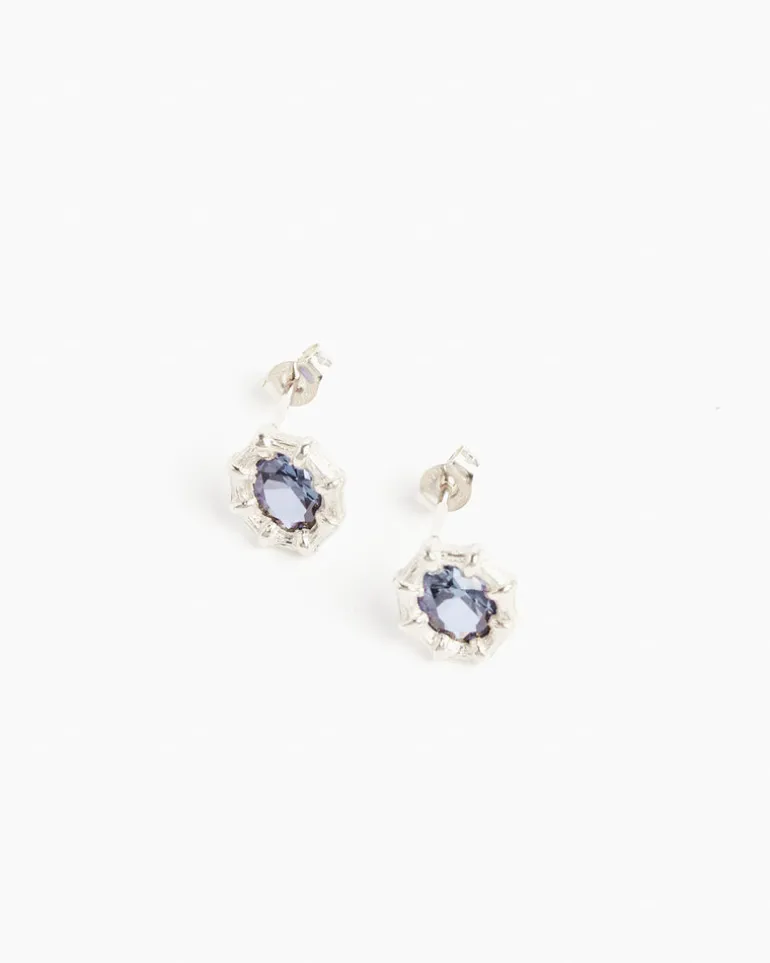 Mini Bamboo Earrings in Gold/Blue