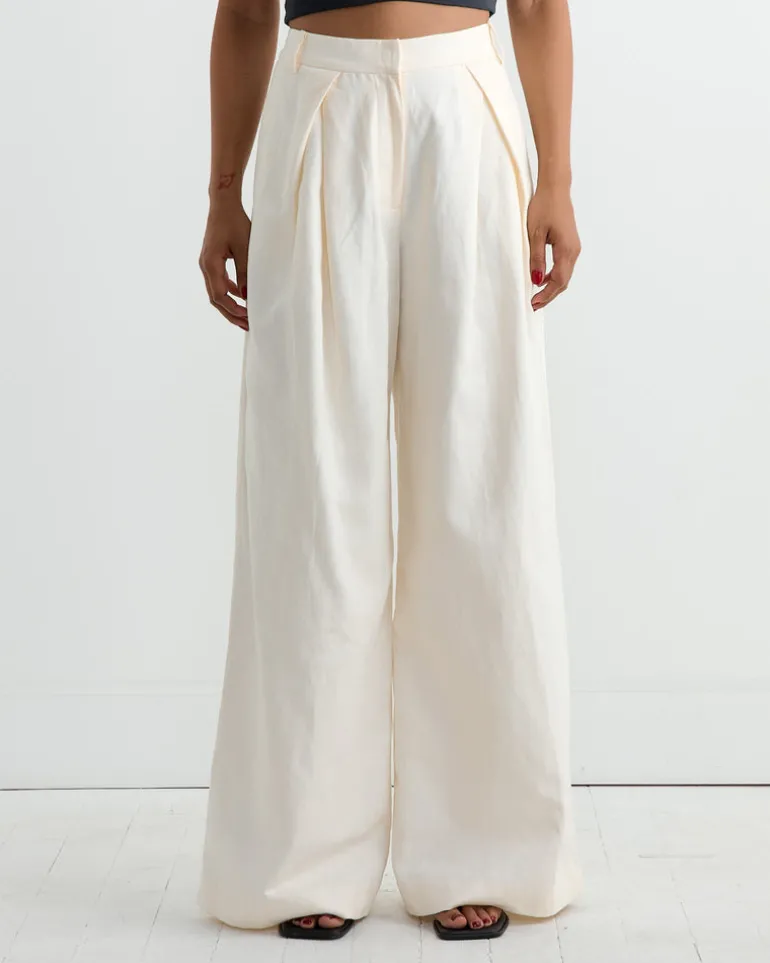 Minimal Fold Trouser in Ivory