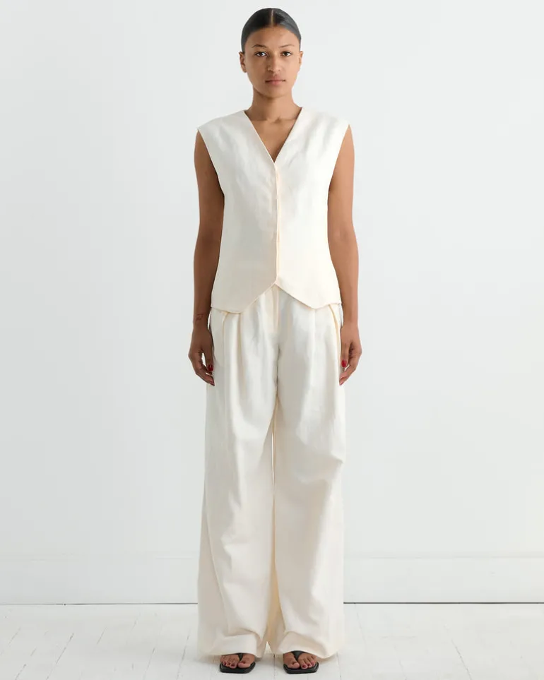 Minimal Fold Trouser in Ivory