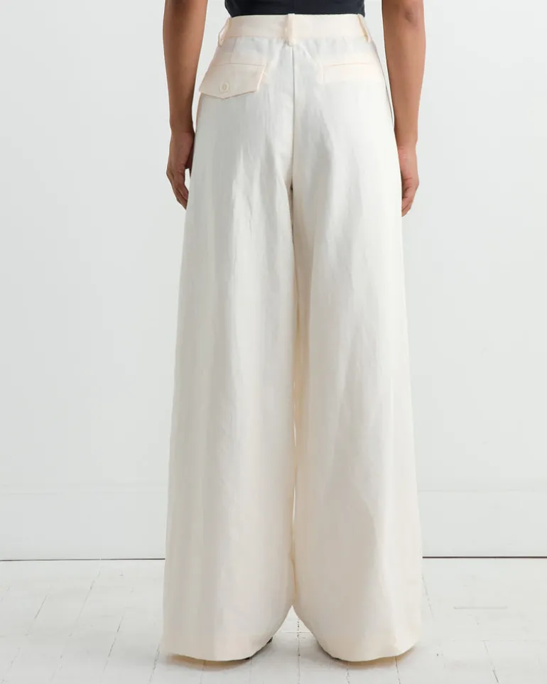 Minimal Fold Trouser in Ivory