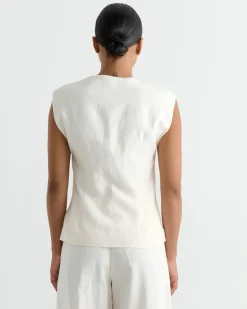 Minimal Tailored Vest in Ivory