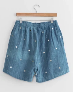 Mirror Short in Indigo/Ecru