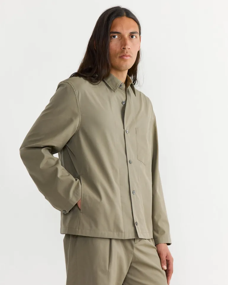 Notte Shirt in Silky Cotton Poplin Olive