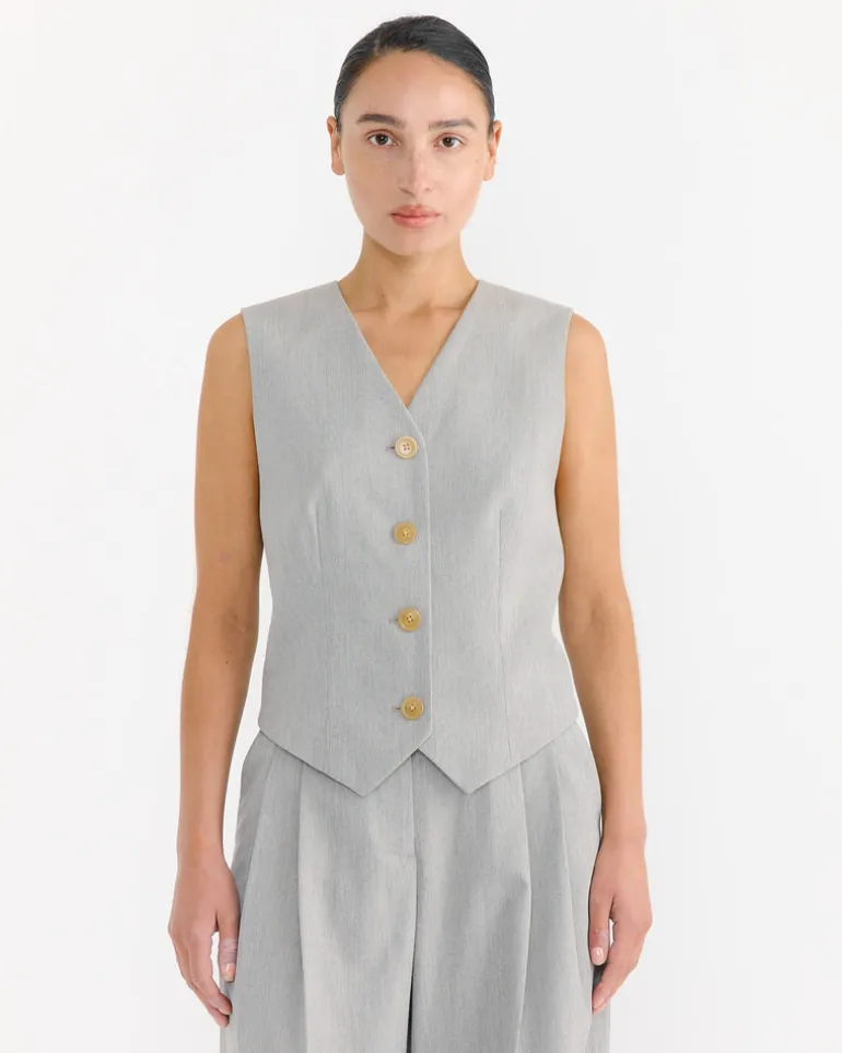 Occa Vest in Grey Brown Melange
