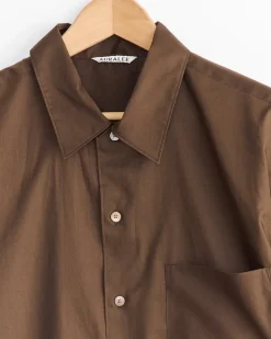 Open Collar Half Sleeved Shirt in Dark Brown