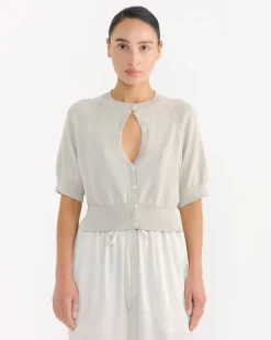 Organic Cotton Cut-Out Top in Pearl Grey
