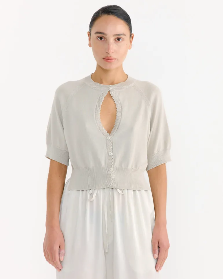 Organic Cotton Cut-Out Top in Pearl Grey