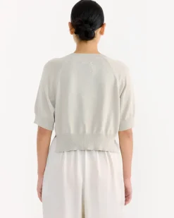 Organic Cotton Cut-Out Top in Pearl Grey