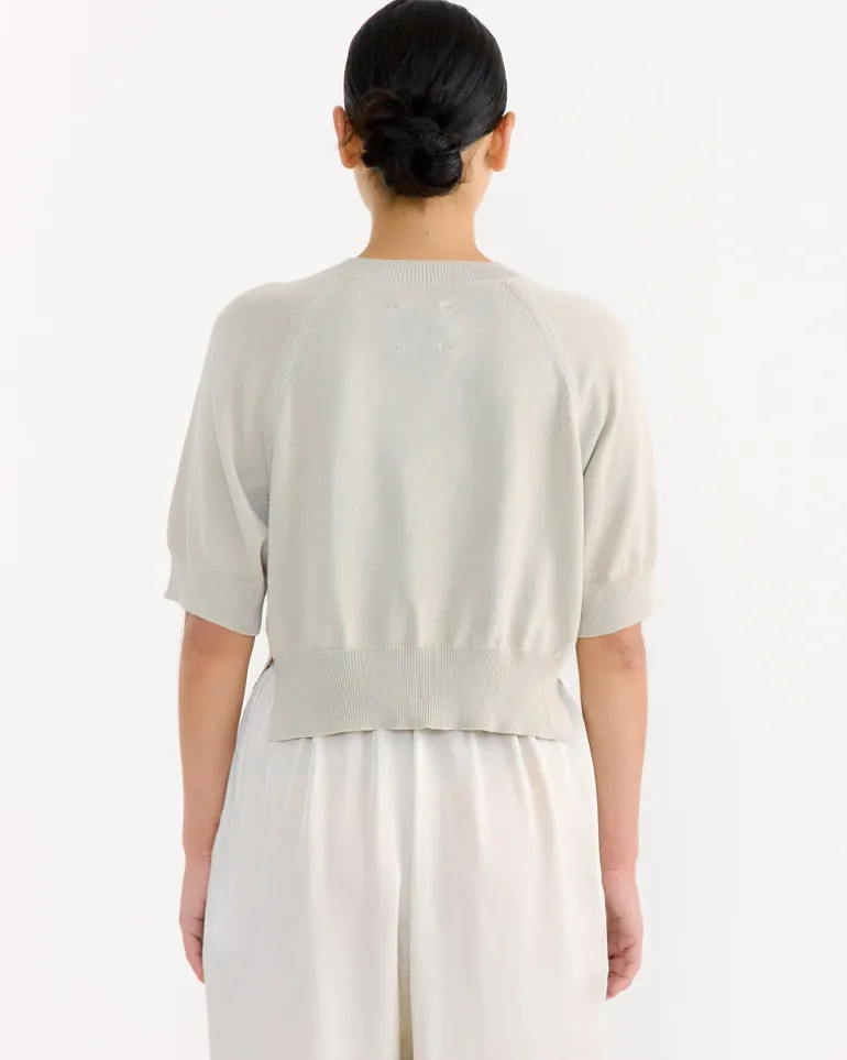 Organic Cotton Cut-Out Top in Pearl Grey