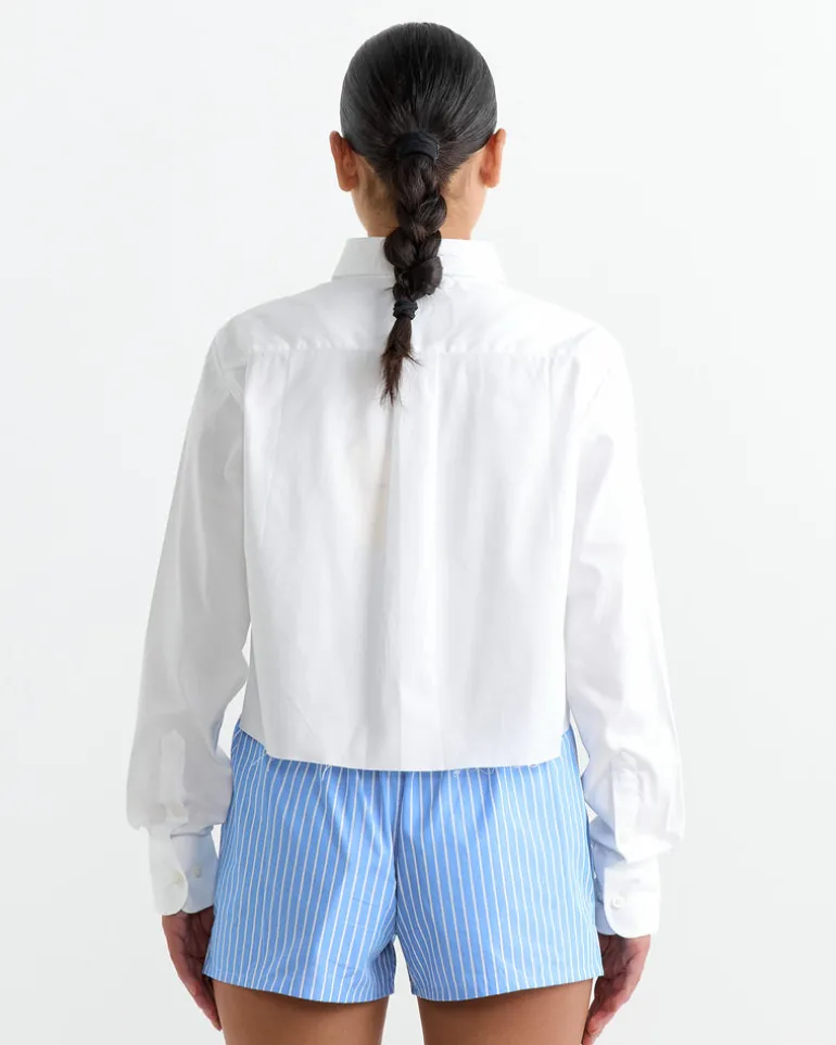 Oversized Cropped Shirt in White