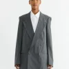 Oversized Double Breasted Jacket in Dark Grey