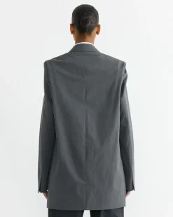 Oversized Double Breasted Jacket in Dark Grey