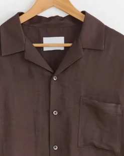 Oversized Open Collar Short Sleeve Shirt in Khaki