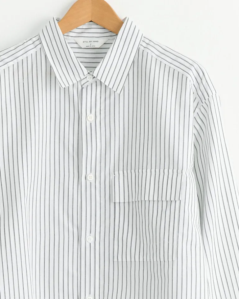 Oversized Shirt in White Stripe