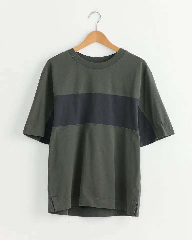 Panel T-Shirt in Off Black