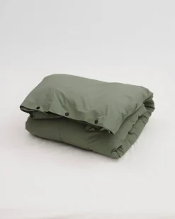 Percale Double Duvet Cover King in Olive Green