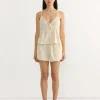 Placket Short Set in Butter Stripe