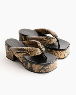 Platform Sandals in Beige