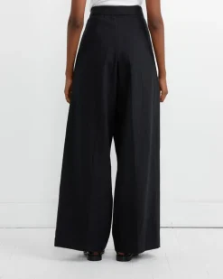 Pleated Wide-Leg Pants in Black
