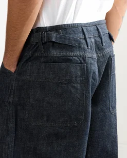 Pleated Workwear Pant in Denim Indigo
