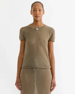 Pointelle Baby Tee in Earth
