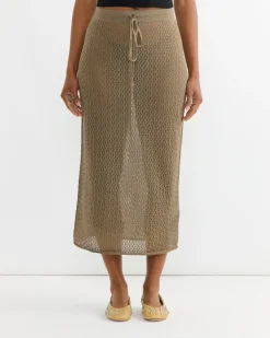 Pointelle Skirt in Earth