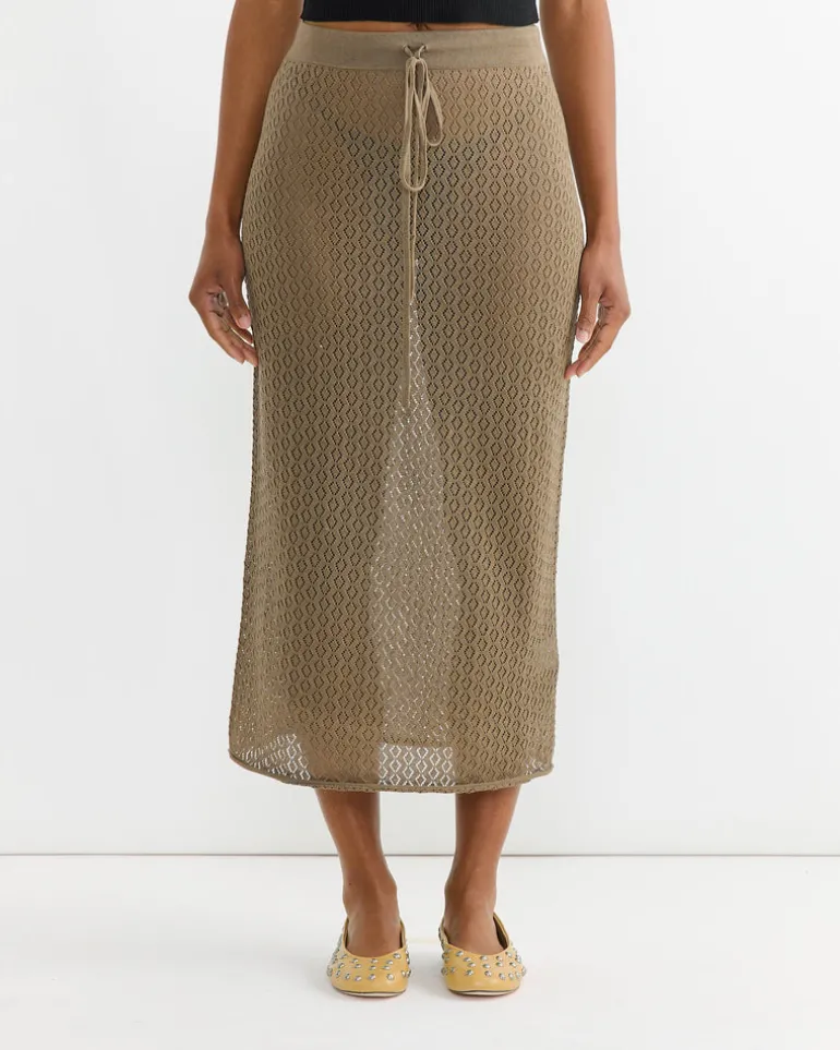 Pointelle Skirt in Earth