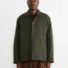 Porto Shirt Jacket in Felted Wool Olive