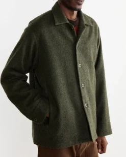Porto Shirt Jacket in Felted Wool Olive