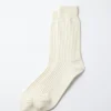 R1110 Waffle Crew Socks in Raw White