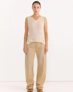 Ragged Vest in Taupe