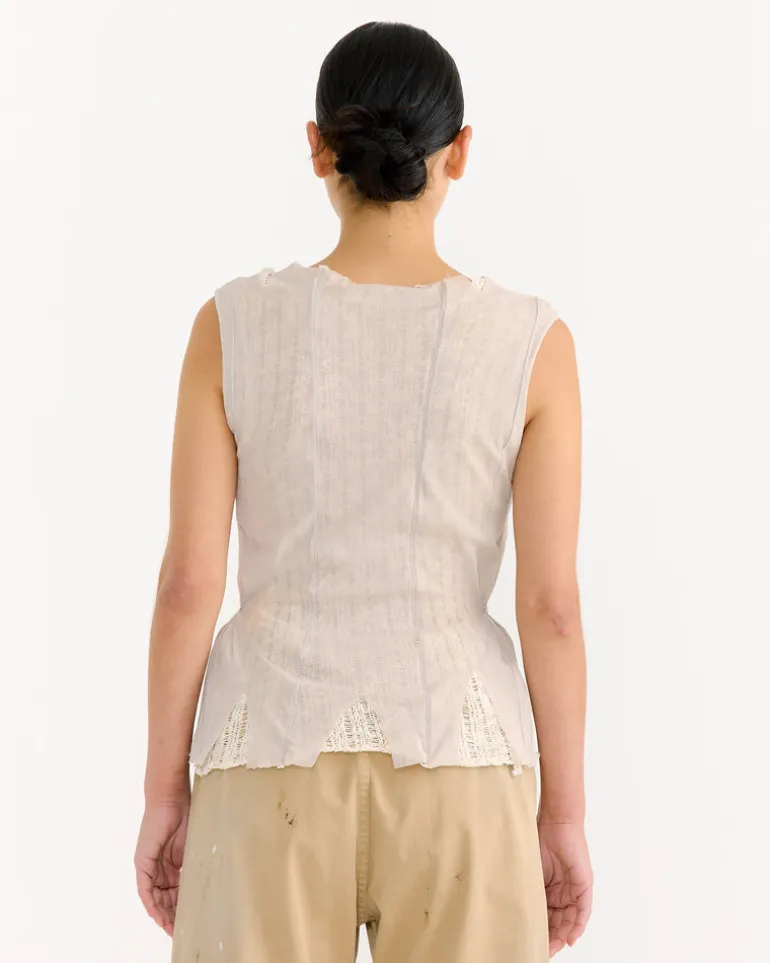 Ragged Vest in Taupe
