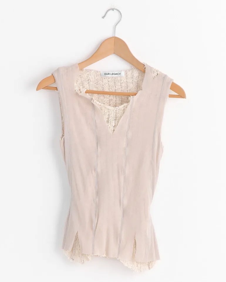 Ragged Vest in Taupe