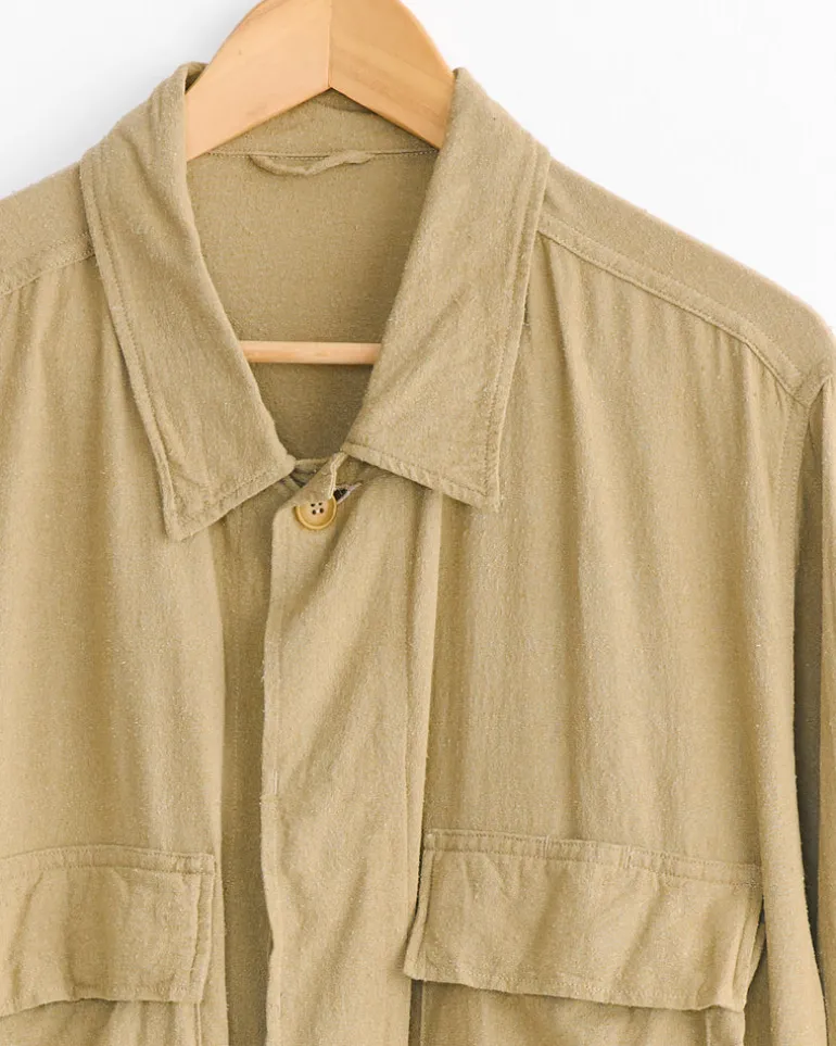Raw Silk B.D.U. Jacket in Khaki