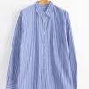 Regular Wide High Count Shirt in Blue Stripe
