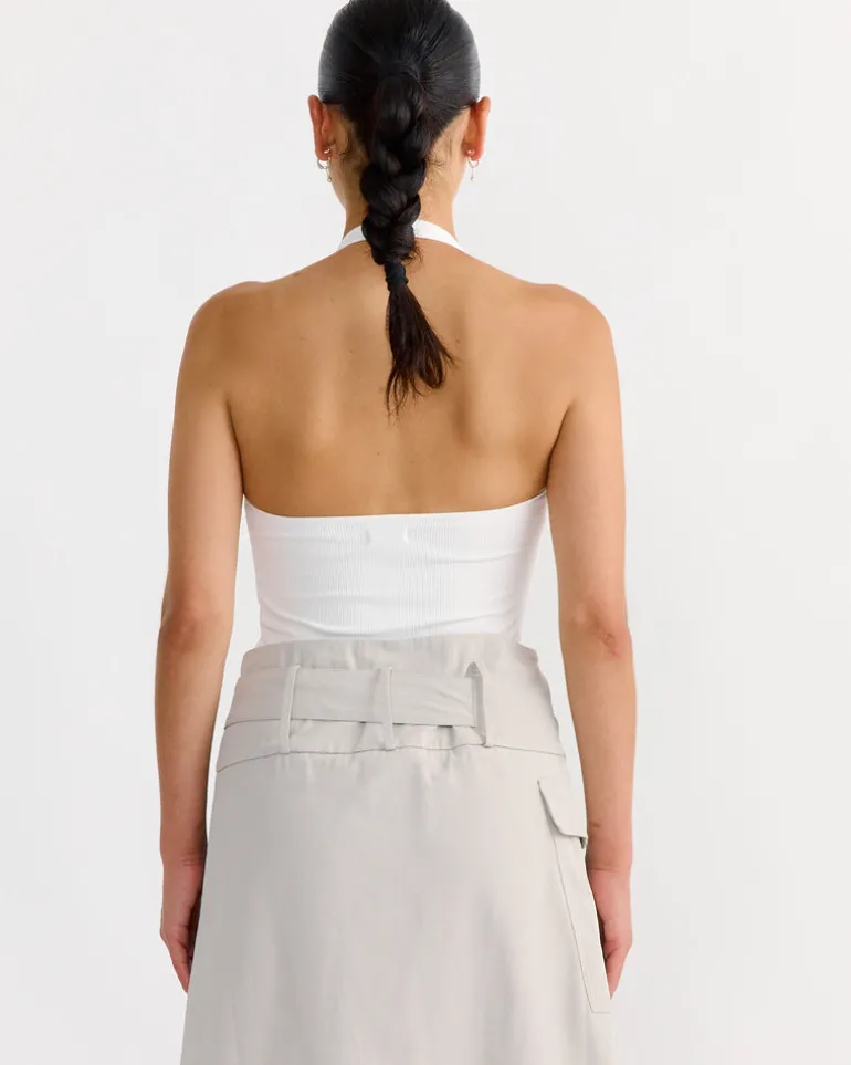 Rib Halter Top in White
