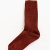 Rib Overankle Socks in Burgundy/Rust