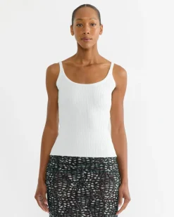 Ribbed Knit Tank in White