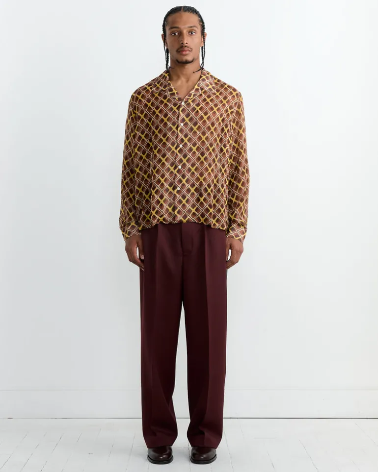 Riding Twill Braided Trouser in Burgundy