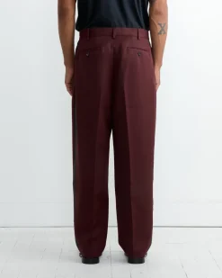 Riding Twill Braided Trouser in Burgundy