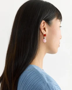 Rose Quartz & Agate Bio Resin Earrings