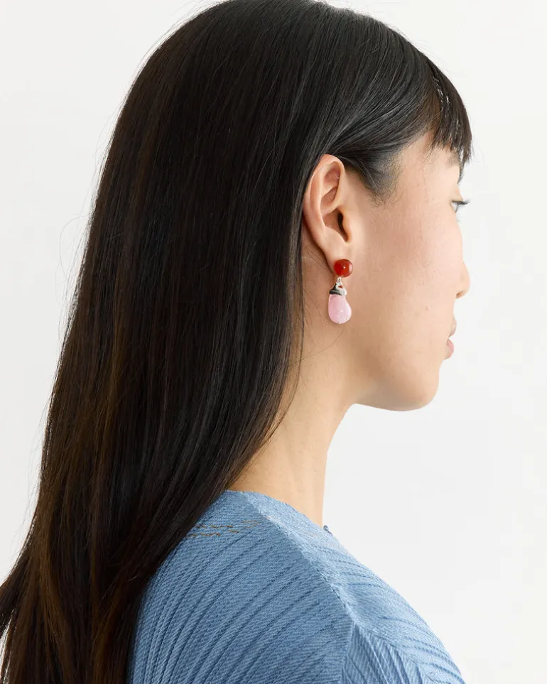 Rose Quartz & Agate Bio Resin Earrings