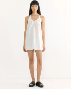 Round Halter Dress in White
