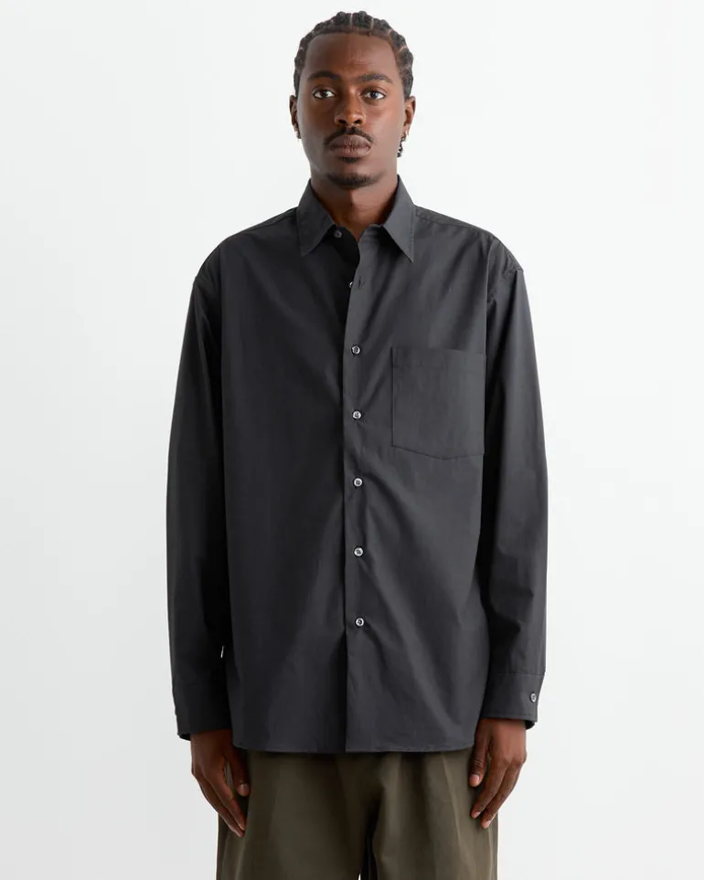 Routine Shirt in Organic Poplin Black
