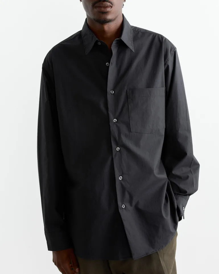 Routine Shirt in Organic Poplin Black