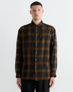 Routine Shirt in Tencel Ombre Plaid Brown