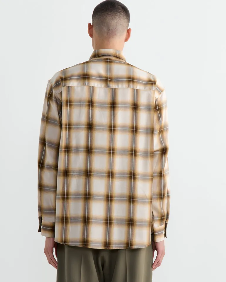 Routine Shirt in Tencel Ombre Plaid Beige
