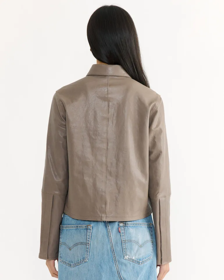 70s Auto Shirt in Grey Velvet
