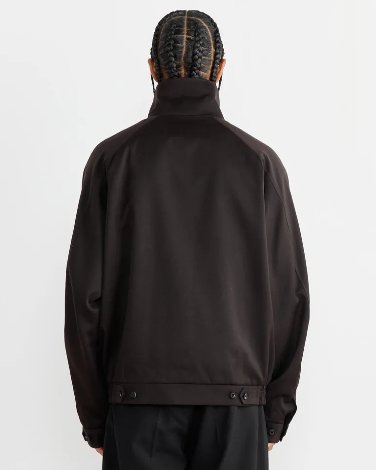 Satin Zip Up Short Jacket in Dark Brown