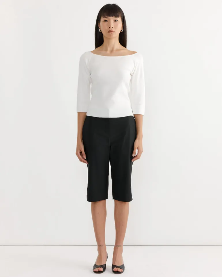 Scoop Neck Knit Top in White